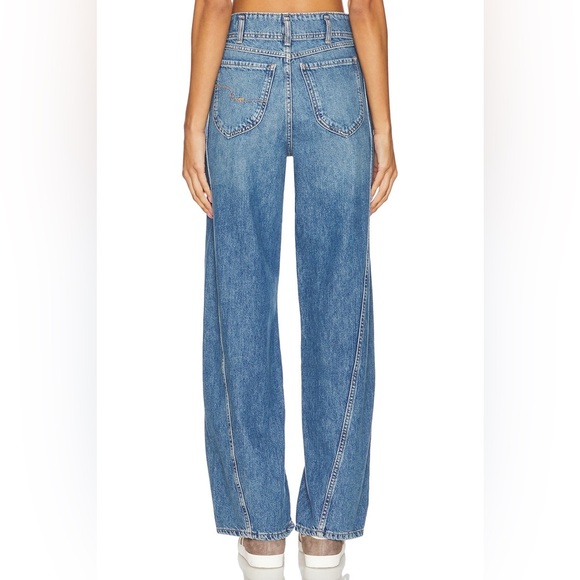 Free People We The Free Aster High Rise Straight Leg Jeans 24 Swarm Blue Denim - Picture 5 of 12